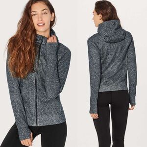 Lululemon Scuba Hoodie Light Cotton Fleece Luminesce Splatter White Black Sz 8